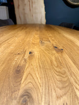 Esstisch Eiche Oval mit Schweizer Kante massiv 200 bis 300 cm geölt mit Holzgestell