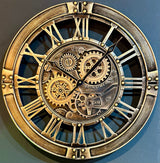 55 cm Spintimes Horloge Murale Marron Bronze Vintage Industrielle Métal Engrenage