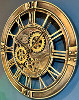 55 cm Spintimes Horloge Murale Marron Bronze Vintage Industrielle Métal Engrenage