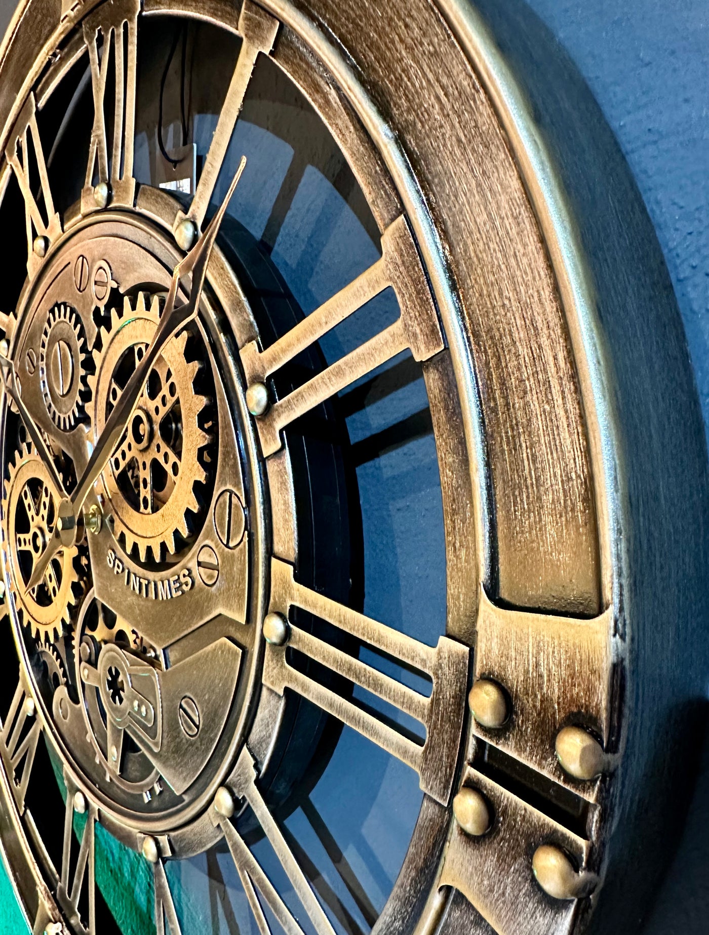 55 cm Spintimes Horloge Murale Marron Bronze Vintage Industrielle Métal Engrenage