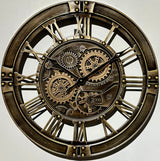 55 cm Spintimes Wanduhr braun bronze Vintage Industrial Metall Zahnrad