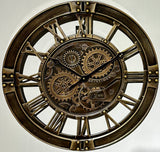 55 cm Spintimes Wanduhr braun bronze Vintage Industrial Metall Zahnrad