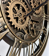 55 cm Spintimes Horloge Murale Marron Bronze Vintage Industrielle Métal Engrenage