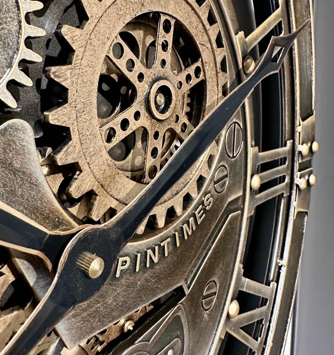 55 cm Spintimes Horloge Murale Marron Bronze Vintage Industrielle Métal Engrenage