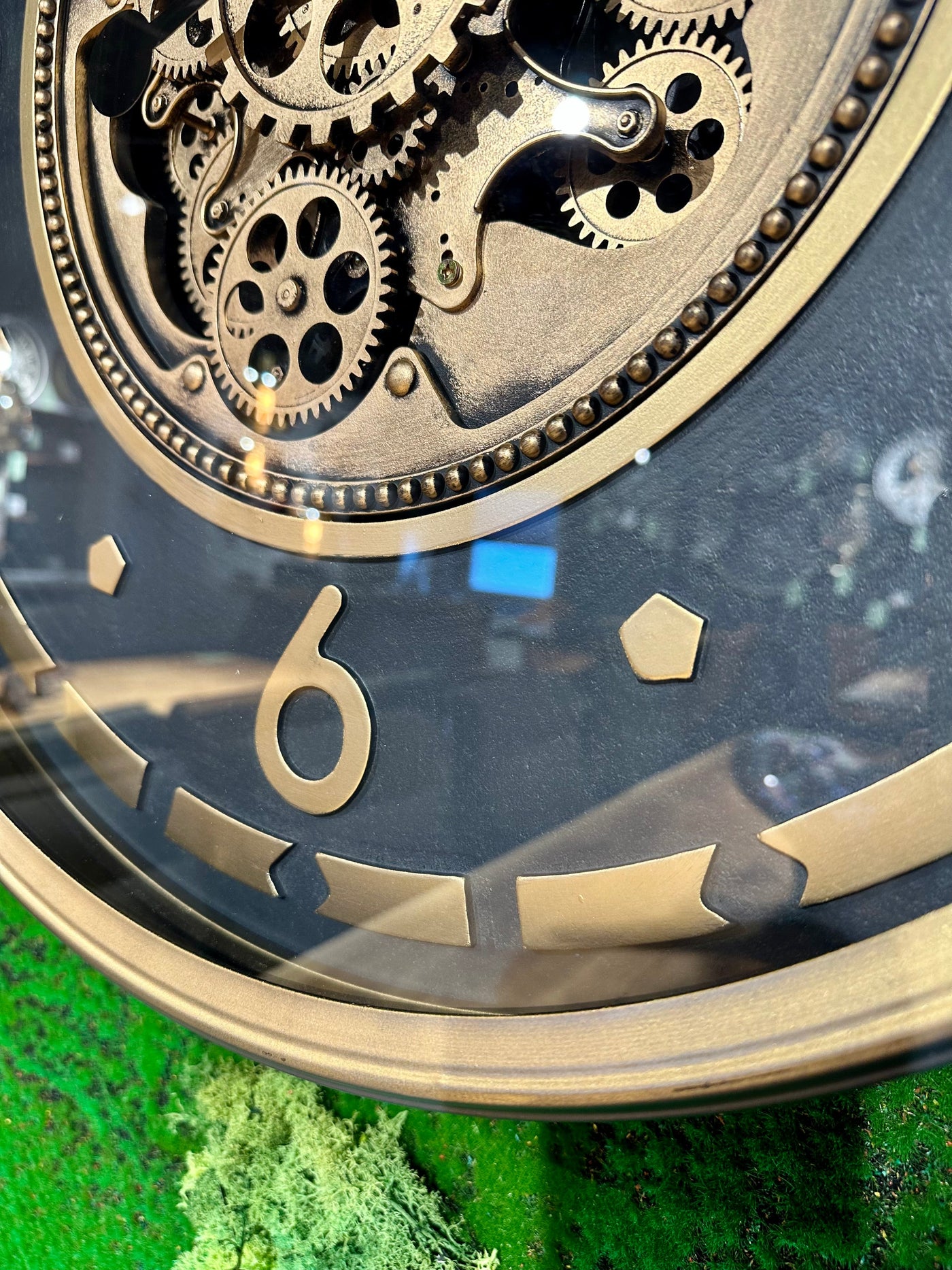 70 cm Wien XL Vintage Wanduhr mit Zahnrädern gold anthrazit