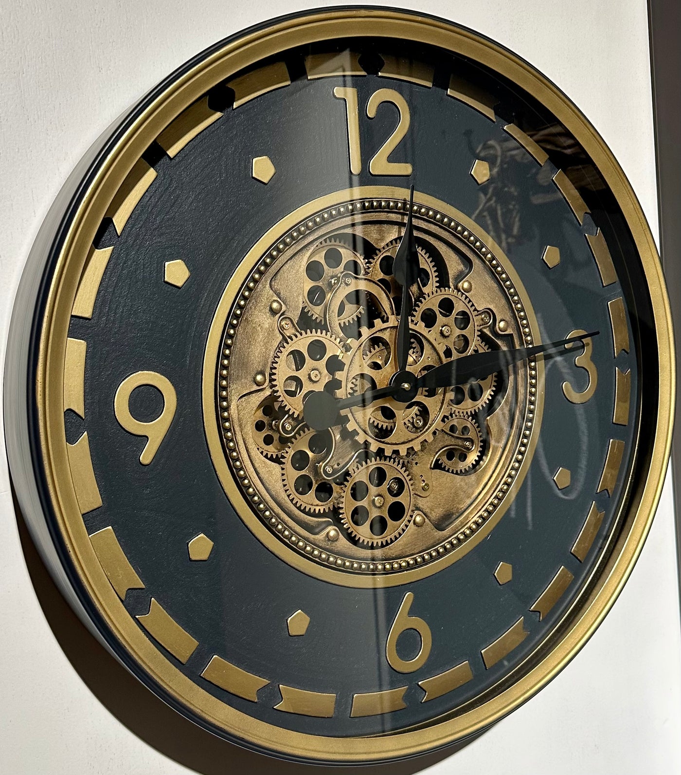 60 cm Wien Vintage Wanduhr mit Zahnrädern gold anthrazit