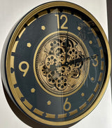 60 cm Wien Vintage Wanduhr mit Zahnrädern gold anthrazit