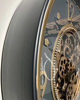 60 cm Wien Vintage Wanduhr mit Zahnrädern gold anthrazit