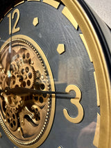 70 cm Wien XL Vintage Wanduhr mit Zahnrädern gold anthrazit