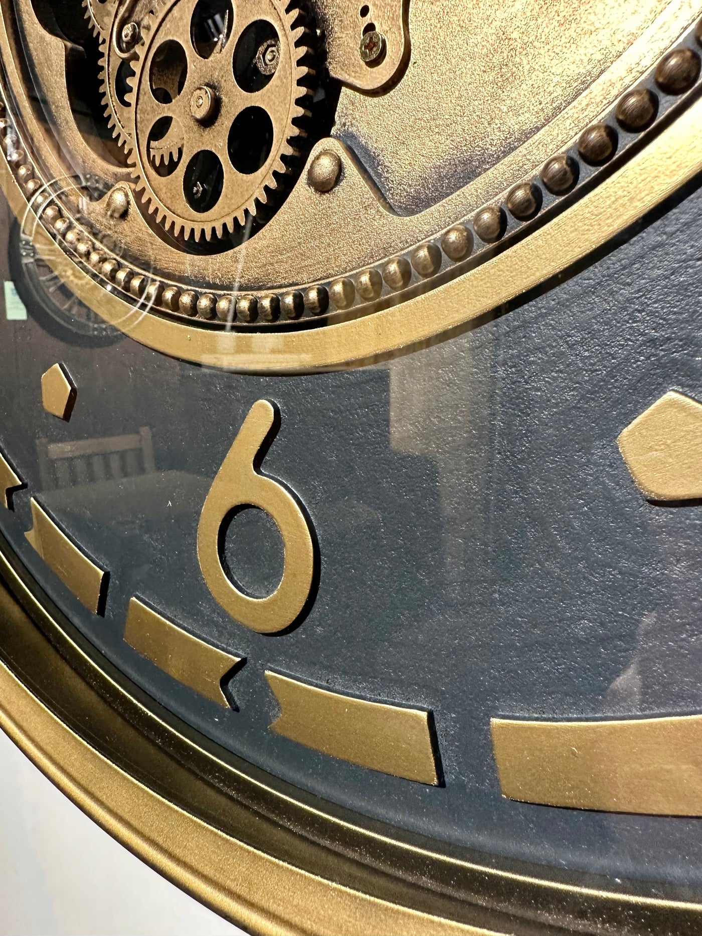 70 cm Wien XL Vintage Wanduhr mit Zahnrädern gold anthrazit
