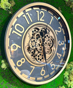 Lade das Bild in den Galerie-Viewer, 60 cm Salzburg Vintage Wanduhr mit Zahnrädern gold anthrazit
