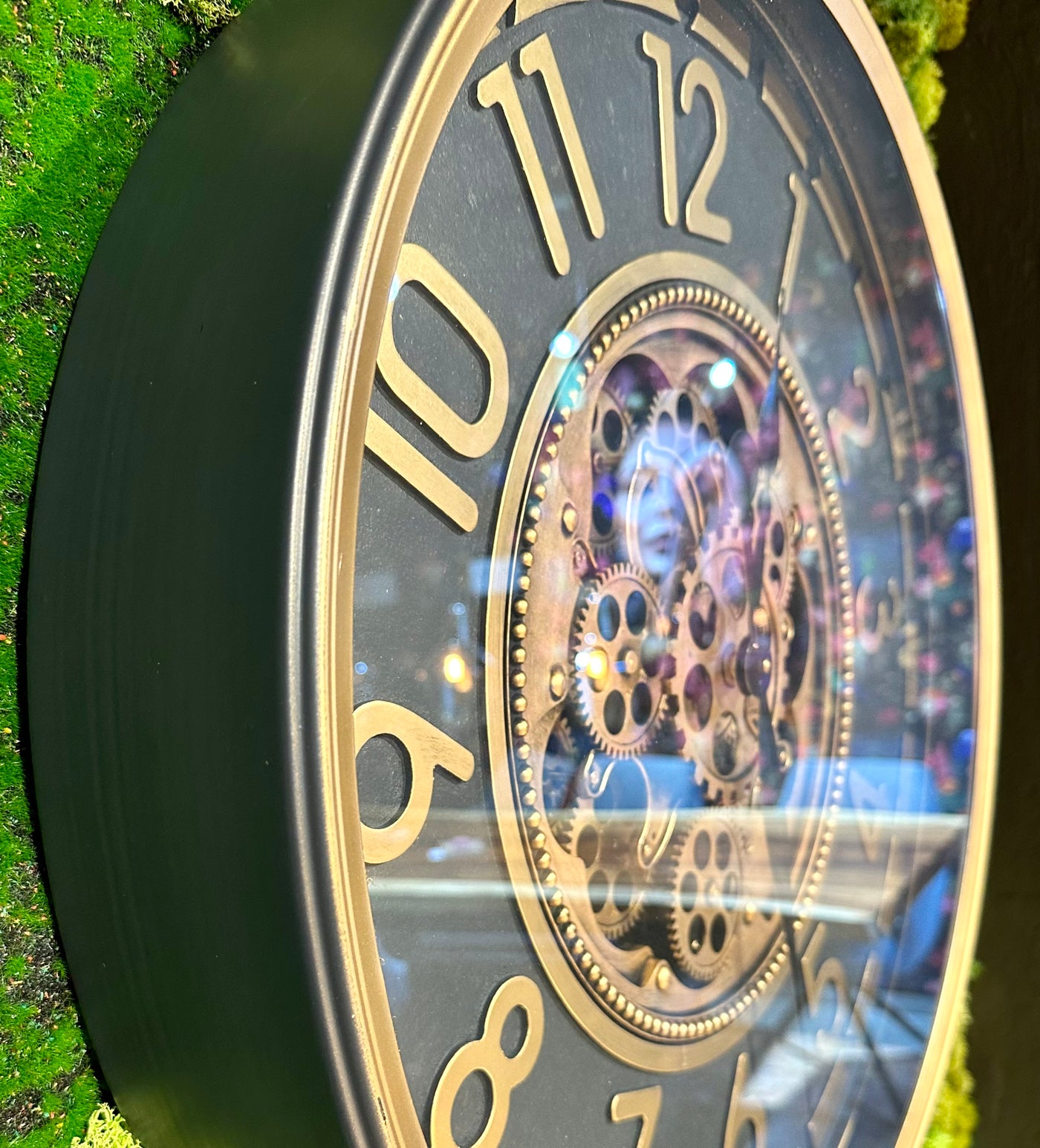 Horloge murale vintage Salzburg 60 cm avec rouages doré anthracite
