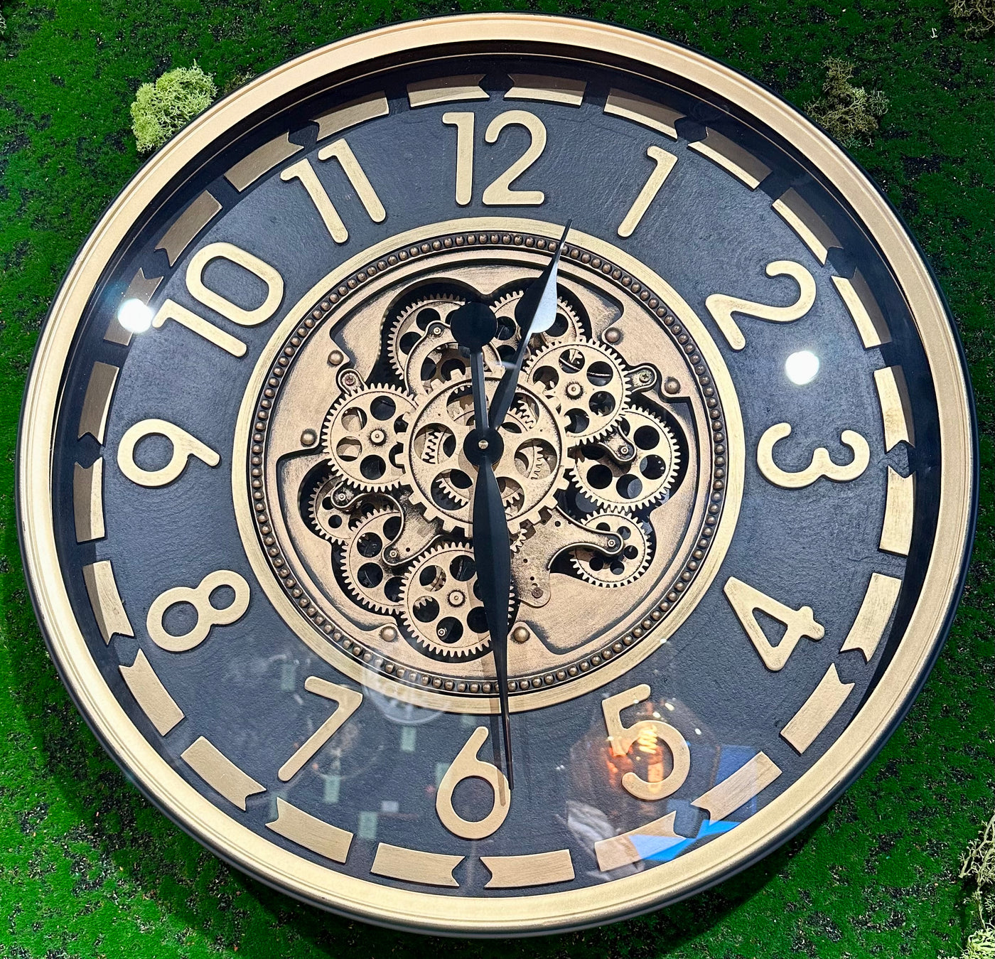 Horloge murale vintage Salzburg 60 cm avec rouages doré anthracite