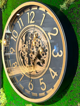 Horloge murale vintage Salzburg 60 cm avec rouages doré anthracite