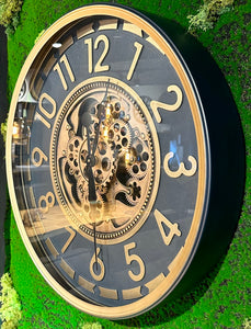 60 cm Salzburg Vintage Wanduhr mit Zahnrädern gold anthrazit