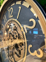 Lade das Bild in den Galerie-Viewer, 60 cm Salzburg Vintage Wanduhr mit Zahnrädern gold anthrazit
