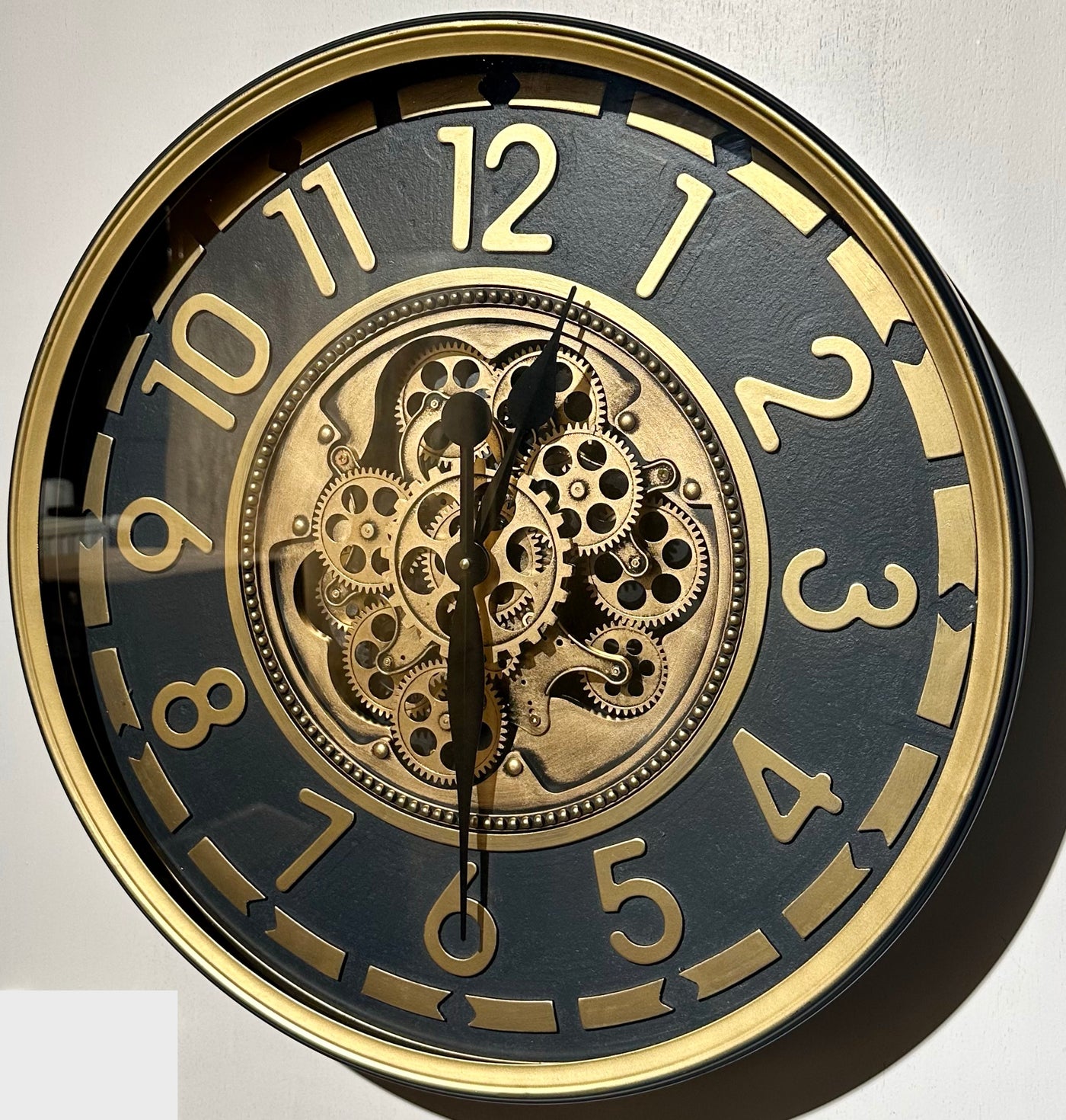 Horloge murale vintage Salzburg 60 cm avec rouages doré anthracite