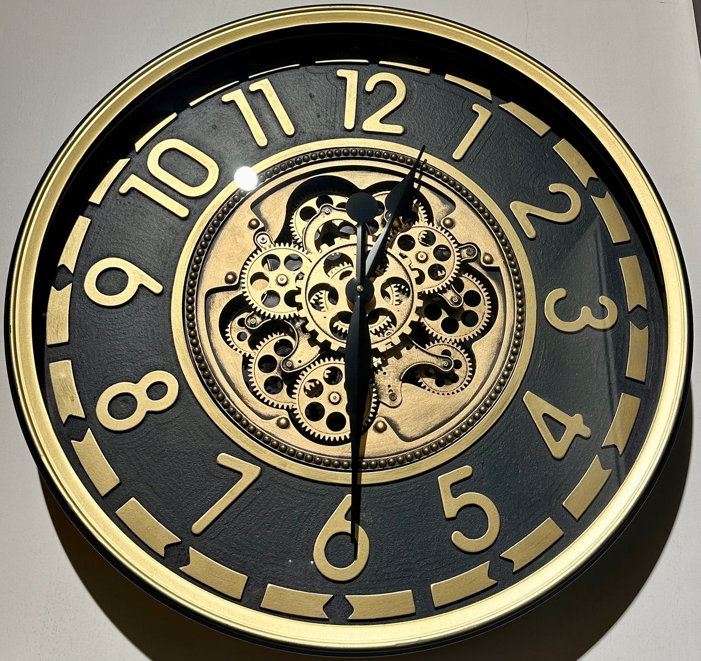Horloge murale vintage Salzburg 60 cm avec rouages doré anthracite