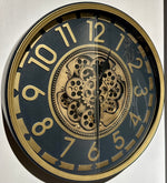 Lade das Bild in den Galerie-Viewer, 60 cm Salzburg Vintage Wanduhr mit Zahnrädern gold anthrazit

