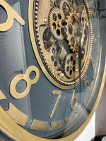 Lade das Bild in den Galerie-Viewer, 60 cm Salzburg Vintage Wanduhr mit Zahnrädern gold anthrazit
