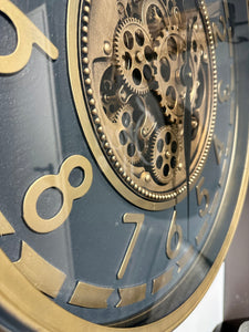 60 cm Salzburg Vintage Wanduhr mit Zahnrädern gold anthrazit