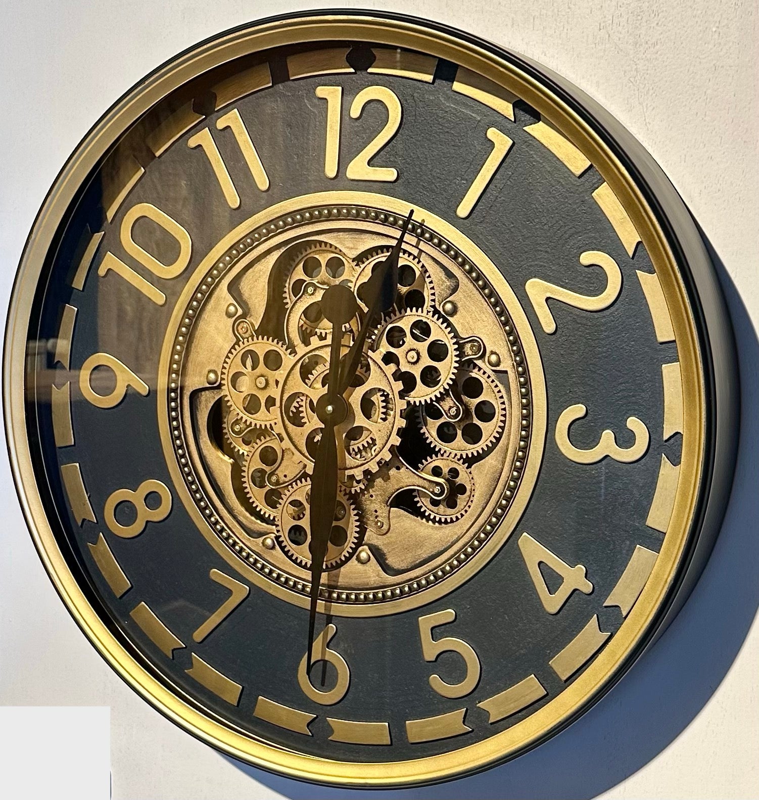 60 cm Salzburg Vintage Wanduhr mit Zahnrädern gold anthrazit