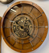 80 cm Zahnrad Wanduhr Bodensee aus Holz dunkelbraun animiert