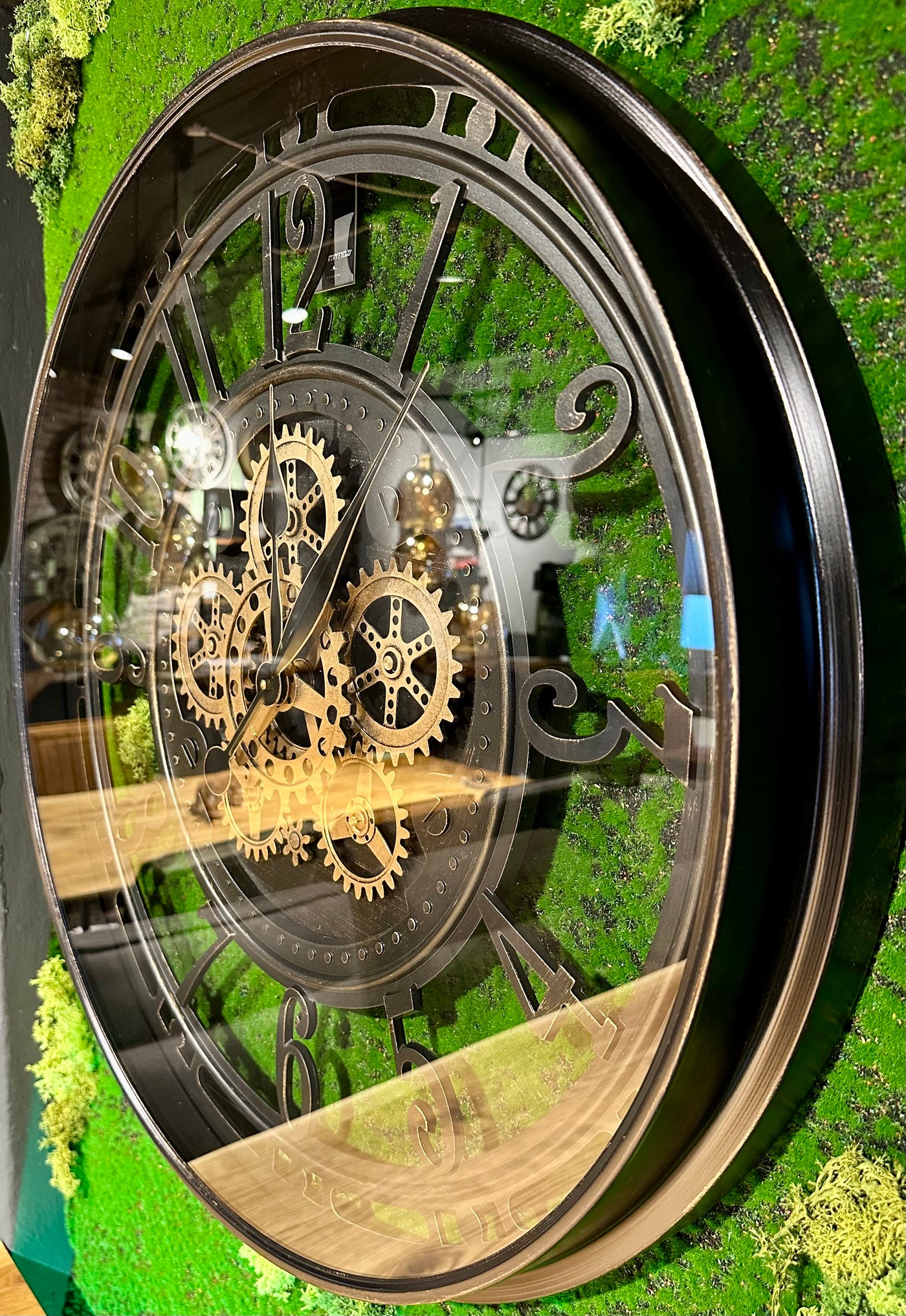70 cm XL Wanduhr Berlin Zahnräder Animation schwarz