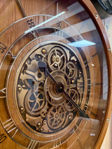 80 cm Zahnrad Wanduhr Bodensee aus Holz dunkelbraun animiert