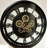 Lade das Bild in den Galerie-Viewer, 70 cm XL Wanduhr Berlin Zahnräder Animation schwarz
