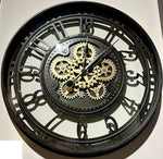 Lade das Bild in den Galerie-Viewer, 70 cm XL Wanduhr Berlin Zahnräder Animation schwarz

