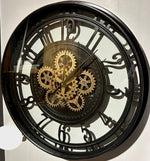 Lade das Bild in den Galerie-Viewer, 70 cm XL Wanduhr Berlin Zahnräder Animation schwarz
