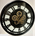 Lade das Bild in den Galerie-Viewer, 70 cm XL Wanduhr Berlin Zahnräder Animation schwarz
