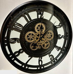 70 cm XL Wanduhr Berlin Zahnräder Animation schwarz