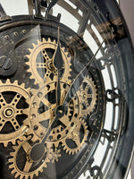 Lade das Bild in den Galerie-Viewer, 70 cm XL Wanduhr Berlin Zahnräder Animation schwarz
