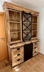 Lade das Bild in den Galerie-Viewer, Buffetschrank Bombay Mangoholz natur massiv Industrial Style 160 cm
