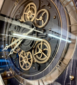 60 cm Zahnrad Wanduhr Düsseldorf schwarz anthrazit animiert Chrom giold