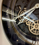 60 cm Zahnrad Wanduhr Düsseldorf schwarz anthrazit animiert Chrom giold