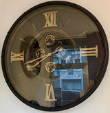 120 cm Chiemsee XXL Wanduhr schwarz gold  mit Zahnrädern