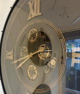 120 cm Chiemsee XXL Wanduhr schwarz gold  mit Zahnrädern