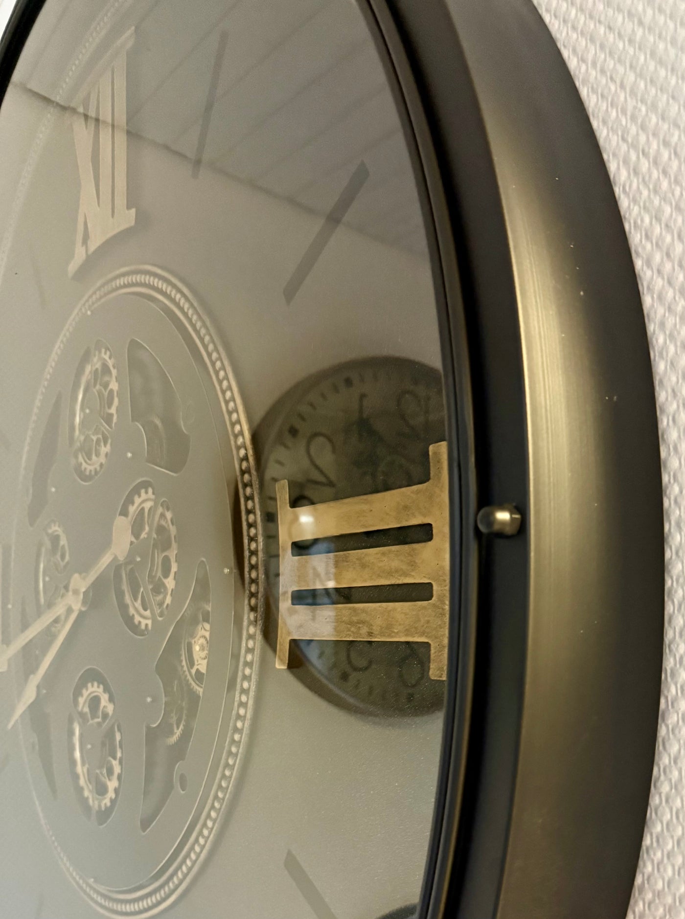 120 cm Chiemsee XXL Wanduhr schwarz gold  mit Zahnrädern