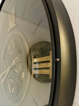 120 cm Chiemsee XXL Wanduhr schwarz gold  mit Zahnrädern