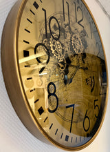 Goldene Welt Zahnrad Wanduhr 80 cm braun animiert drehend