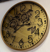 Goldene Welt Zahnrad Wanduhr 60 cm braun animiert drehend