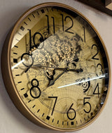 Goldene Welt Zahnrad Wanduhr 60 cm braun animiert drehend