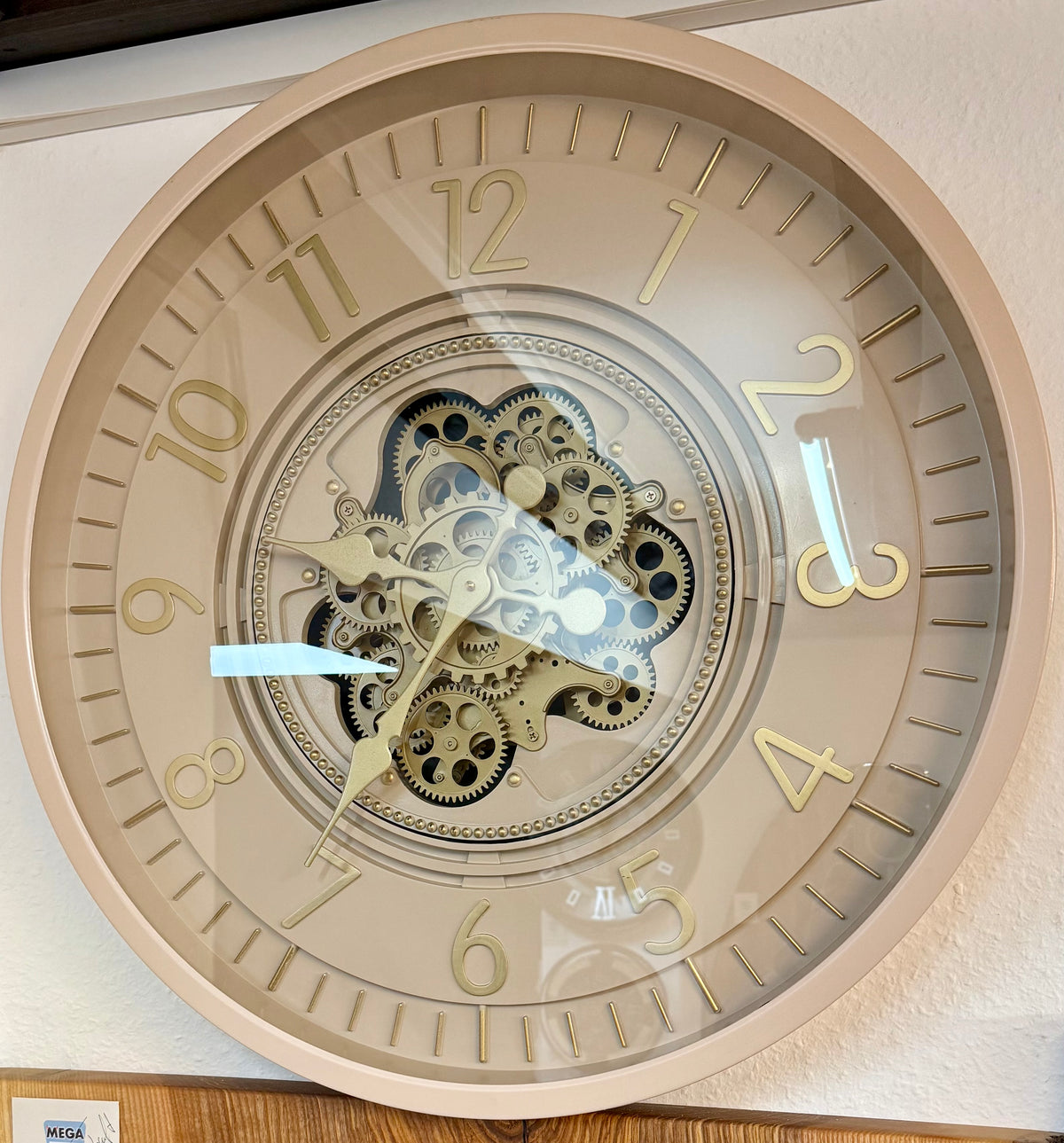 66 cm Wohnzimmer Wanduhr Flensburg mit Zahnrädern sand beige Küche — Megatische