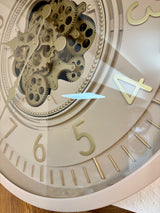 66 cm Wohnzimmer Wanduhr Flensburg mit Zahnrädern sand beige Küche