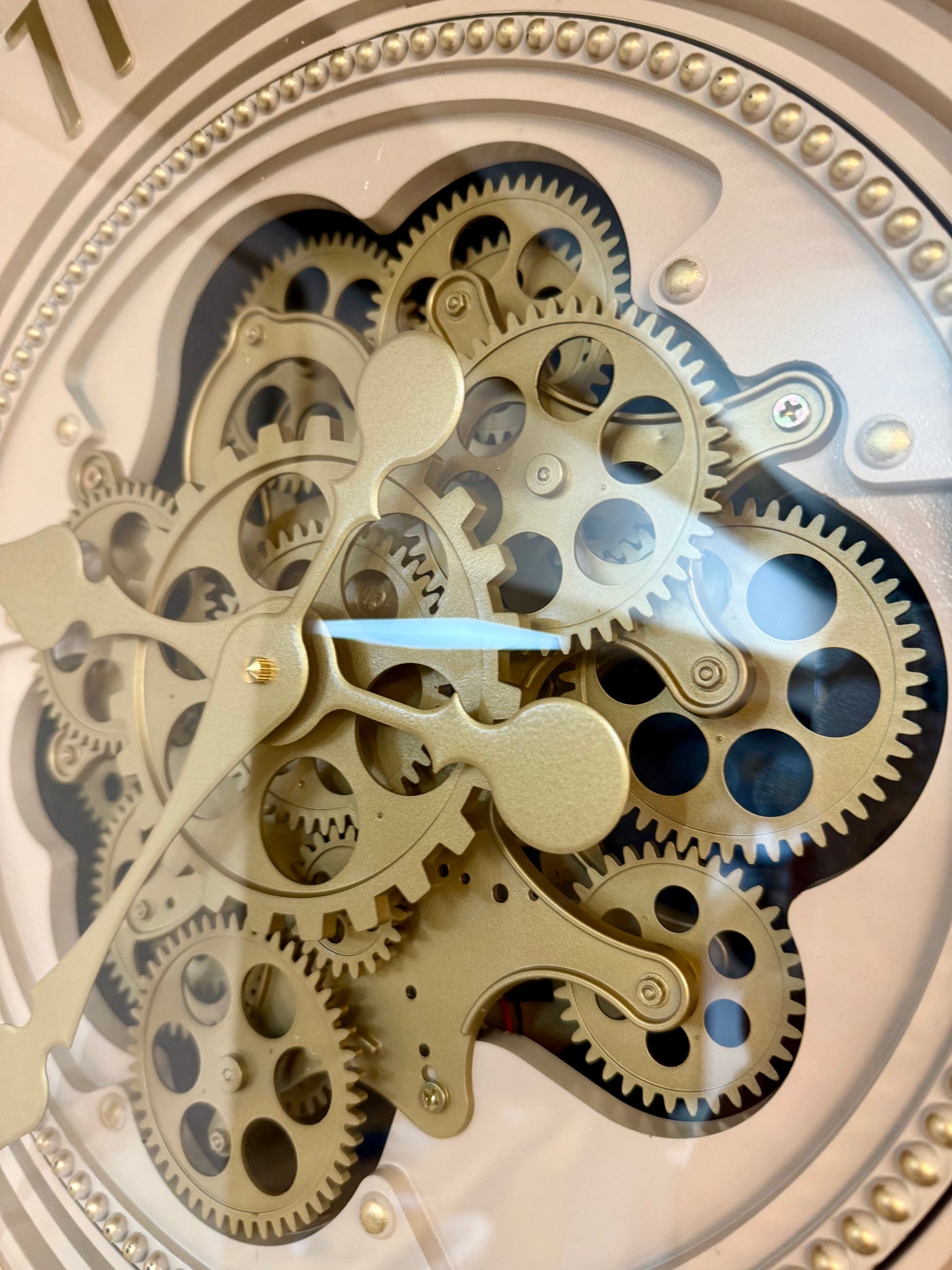 66 cm Wohnzimmer Wanduhr Flensburg mit Zahnrädern sand beige Küche