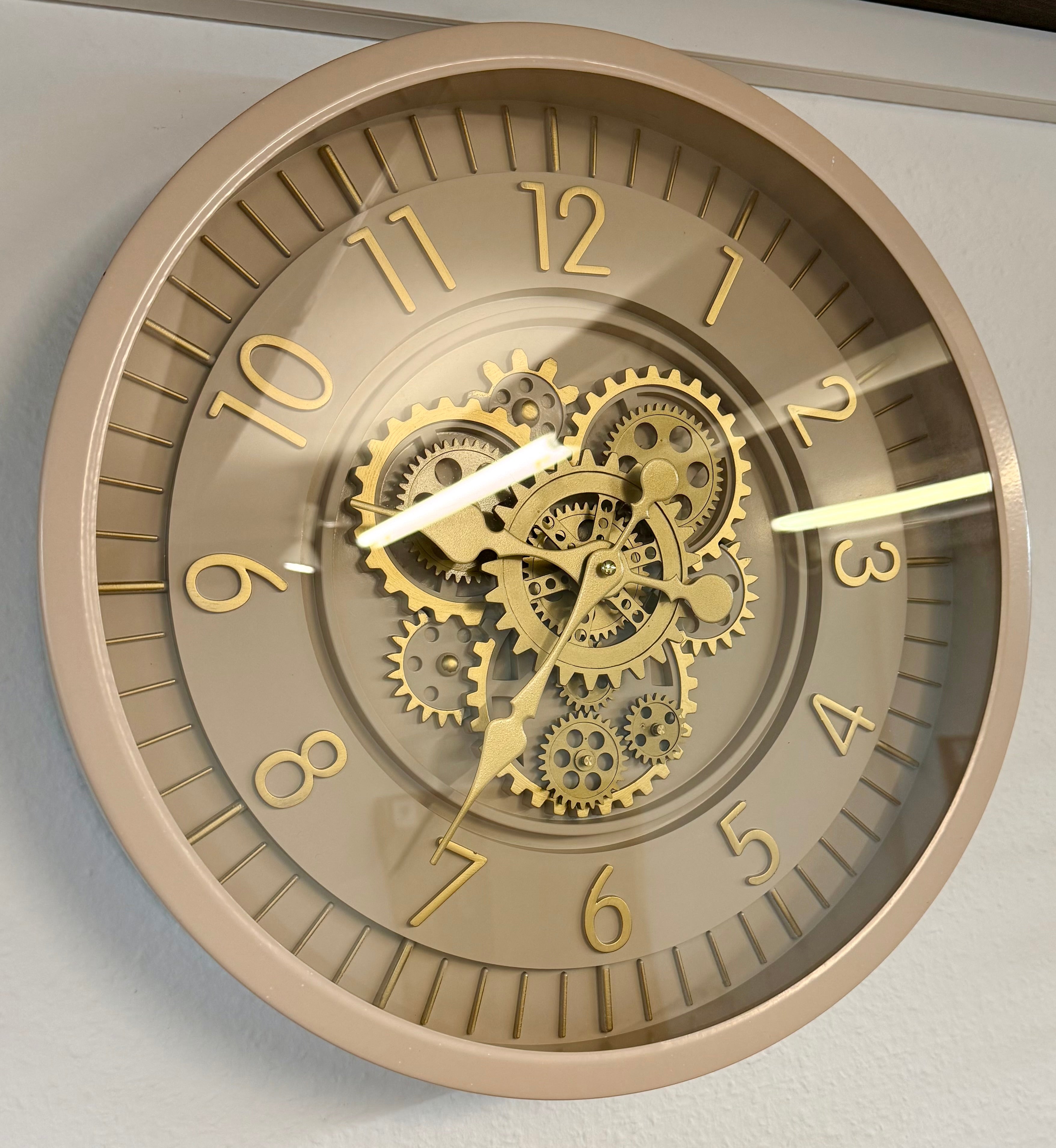 46 cm Wohnzimmer Wanduhr Flensburg mit Zahnrädern sand beige Küche