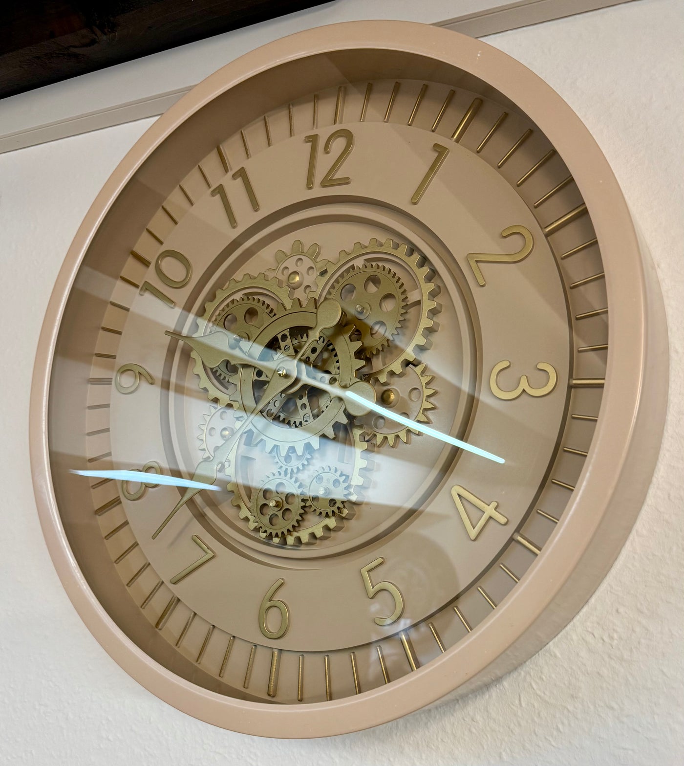 46 cm Wohnzimmer Wanduhr Flensburg mit Zahnrädern sand beige Küche